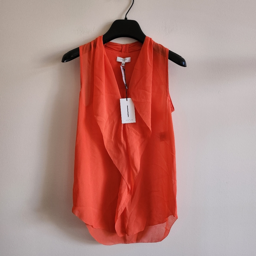BABATON I NWT XXXS-XS 100% Silk Sleeveless Blouse I bright orange